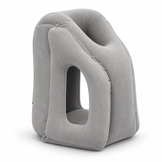Coussin de voyage Calinair gris sur fond blanc